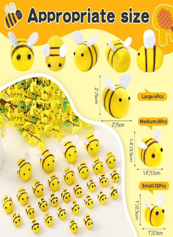 Mindsoft 30 Pcs Felt Bees for Crafts,Bee Party Decor 3 Size Little Bees Accessories Felt Bumble Plush Beehive Decor for DIY Gender Reveal Gift Themed Party Tiered Tray Decoration Costume DIY - Image 2